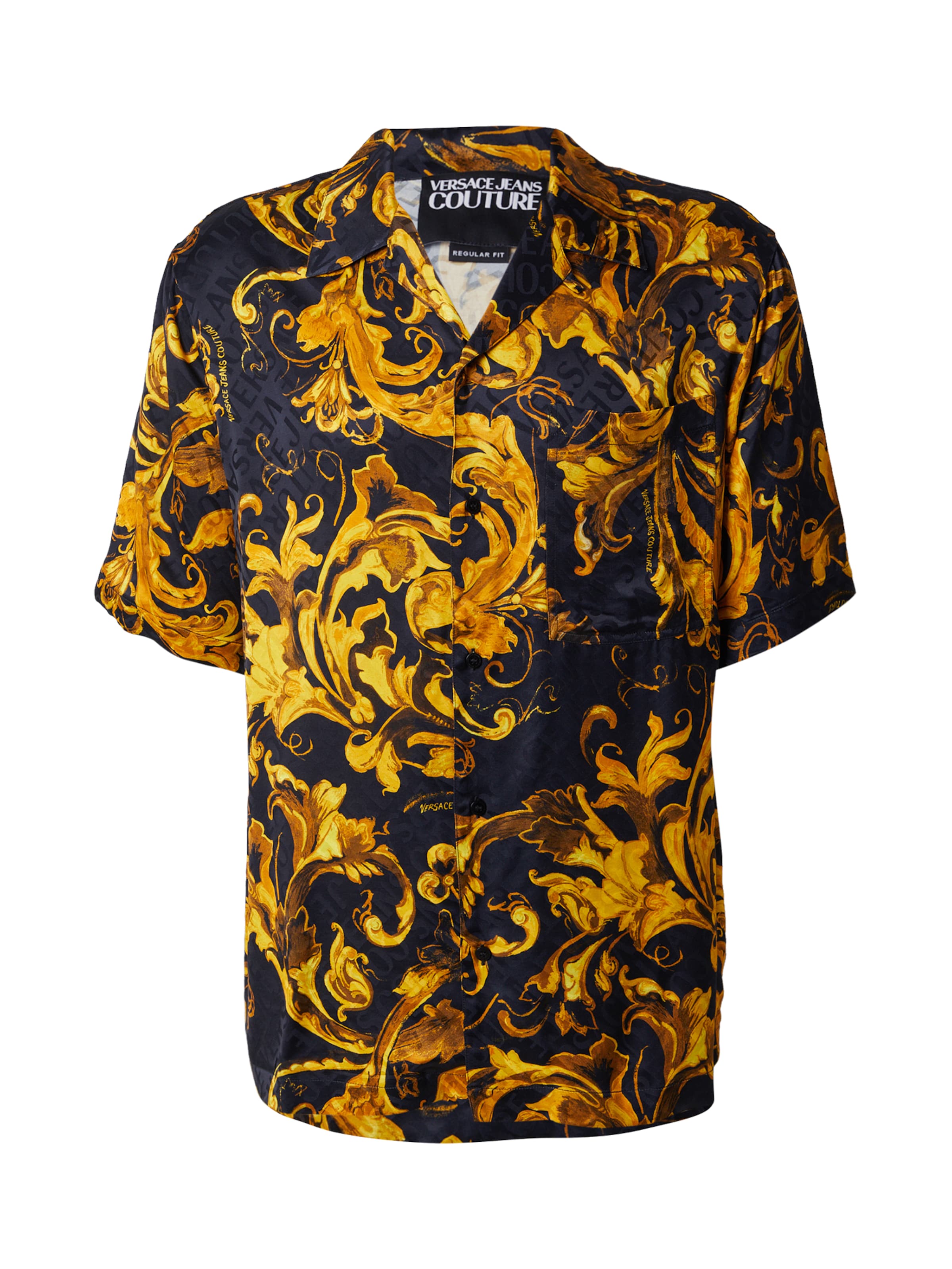 Versace Jeans Couture - Ajuste confortable Camisa 'BOWLING' en negro: frente