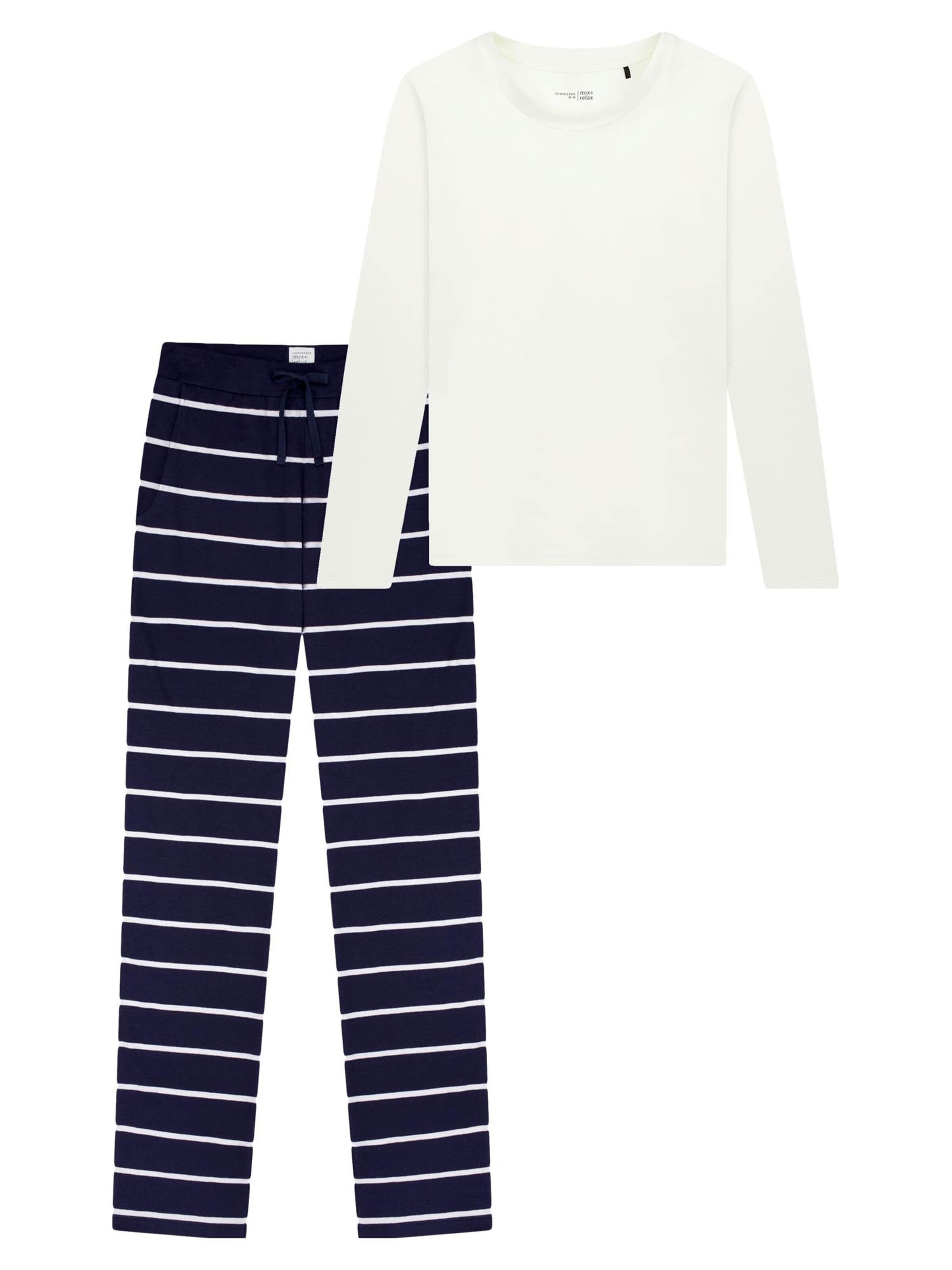 SCHIESSER Pyjama 'Mix & Relax' in Blau: Vorderseite