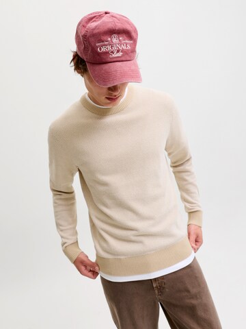 JACK & JONES Svetr 'JWHGLOBE' – béžová