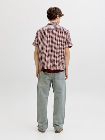 JACK & JONES Regular fit Button Up Shirt 'JORMONTAUK' in Red