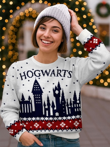 Harry Potter Pullover 'Weihnachtspullover Hogwarts' in Weiß