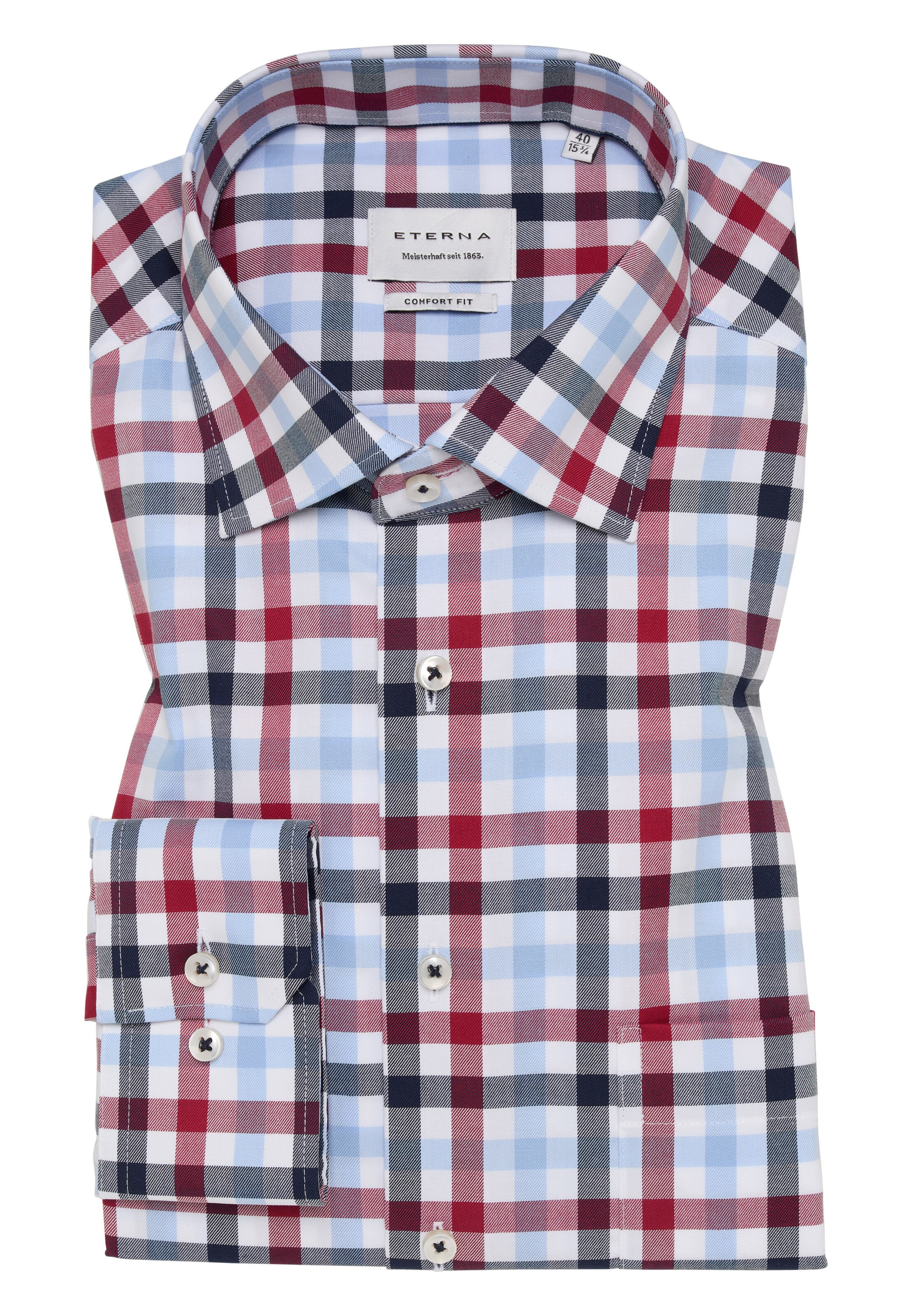 ETERNA Comfort fit Button Up Shirt in Red