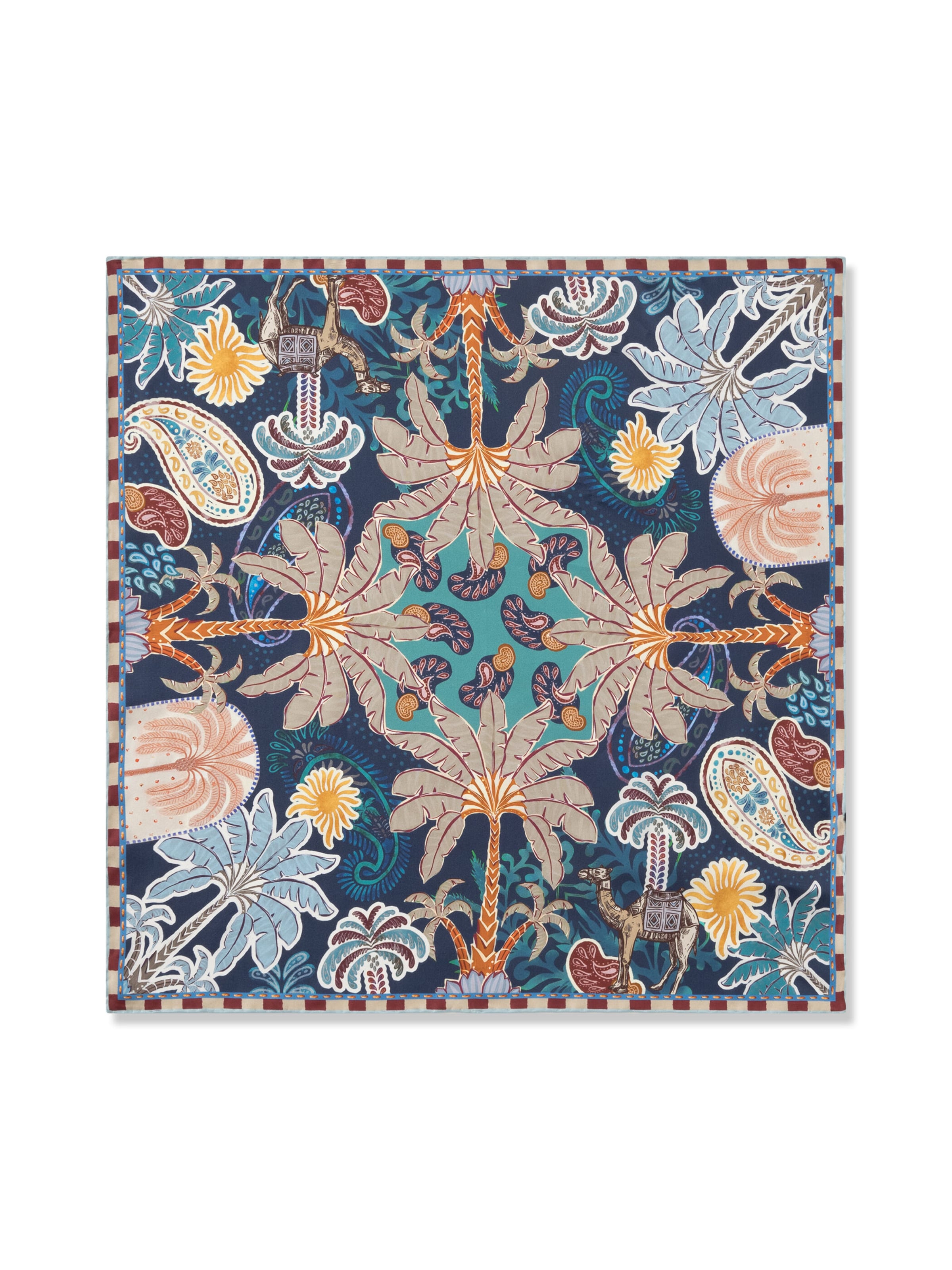 CODELLO Nickituch mit Paisleymuster und Palmen-Motiven in Blau