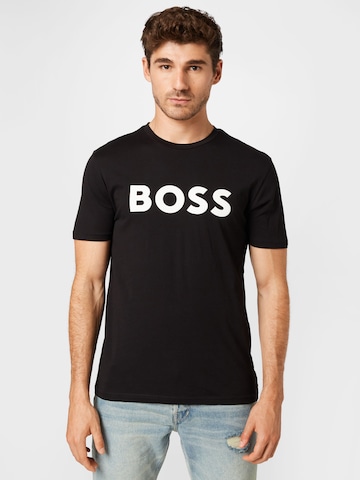 BOSS Orange Тениска 'Thinking' в черно: отпред