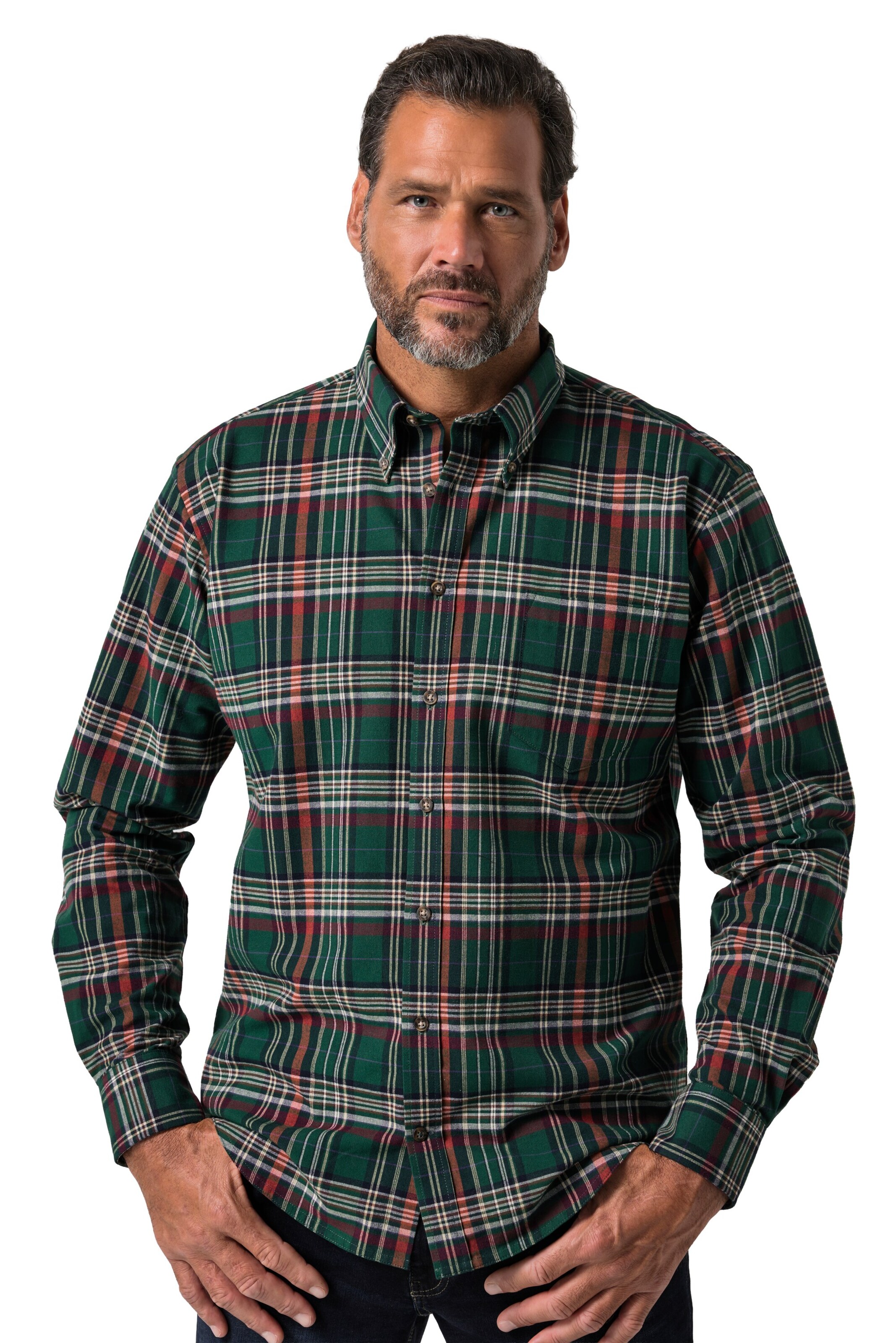 JP1880 Regular Fit Hemd in Grün: Vorderseite