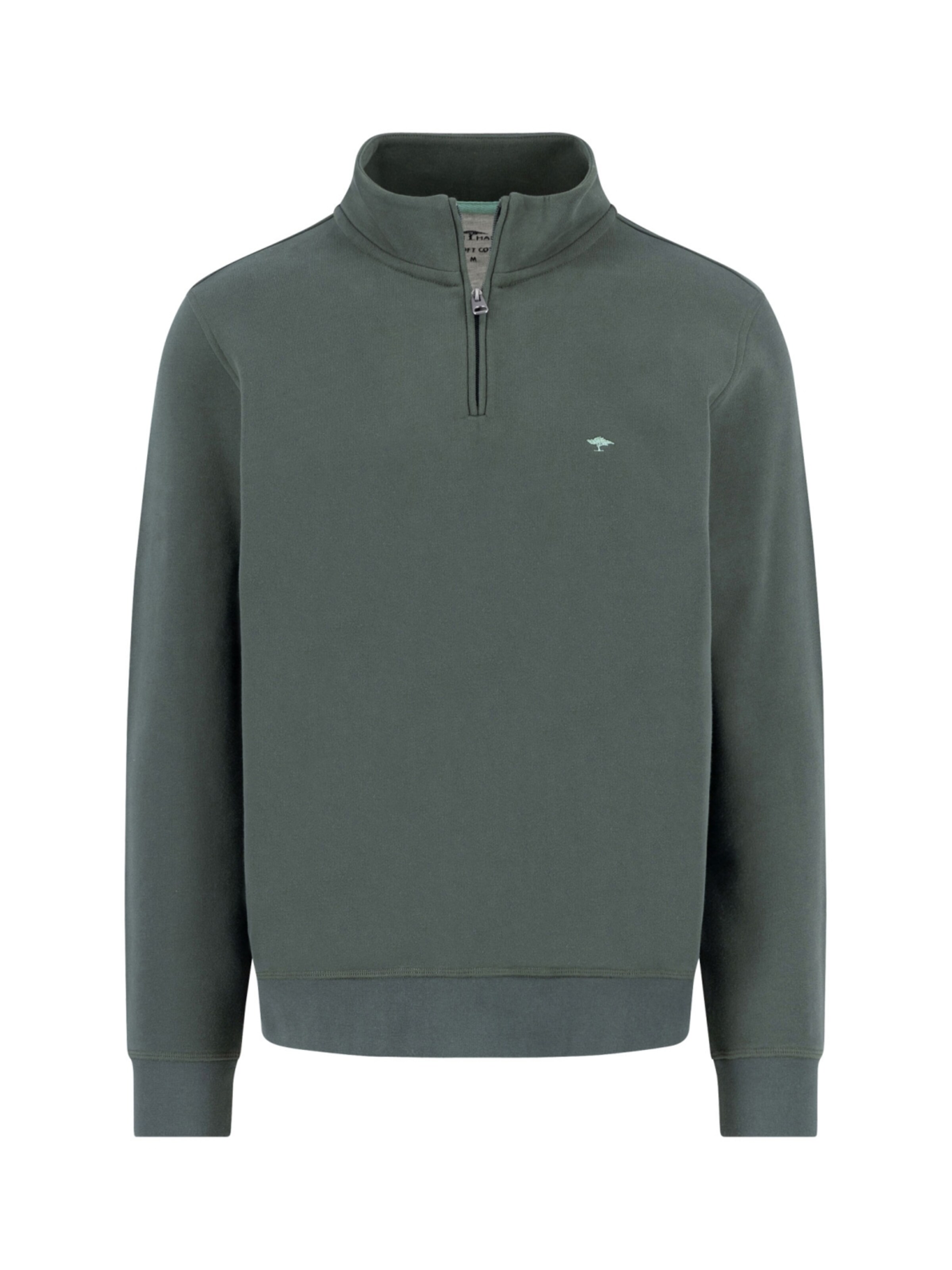 Fynch Hatton Pullover 'Sweat, Troyer-Zip dark ivy'‌ in Grün: Vorderseite