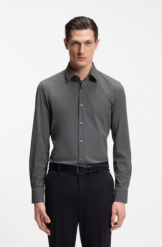 BOSS Slim Fit Businesshemd in Grau: Vorderseite