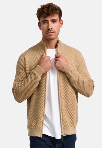 INDICODE JEANS Gebreid vest 'Lexson' in Beige: voorkant