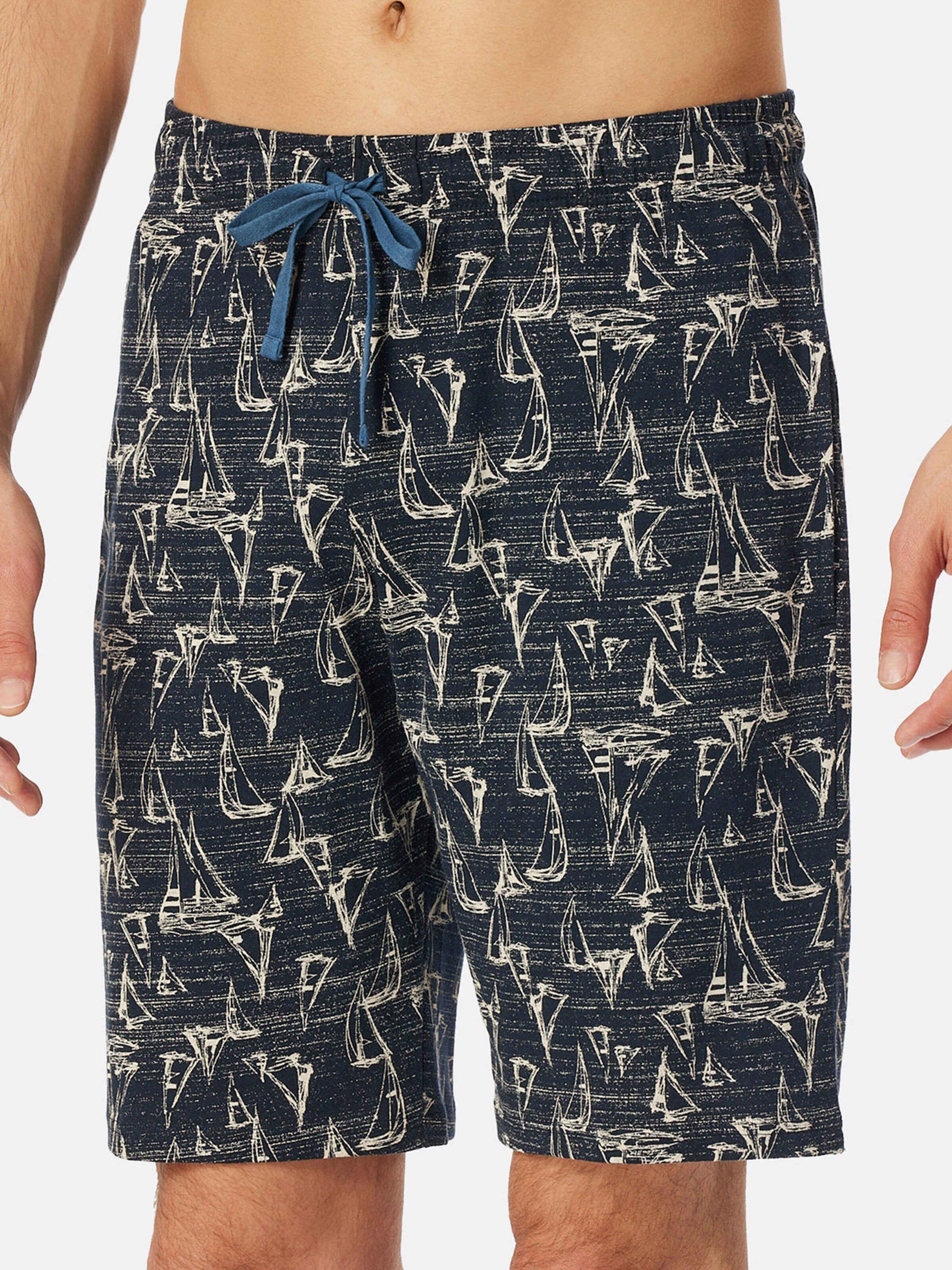 SCHIESSER Pyjamabroek ' Mix & Relax Bermuda ' in Blauw: voorkant