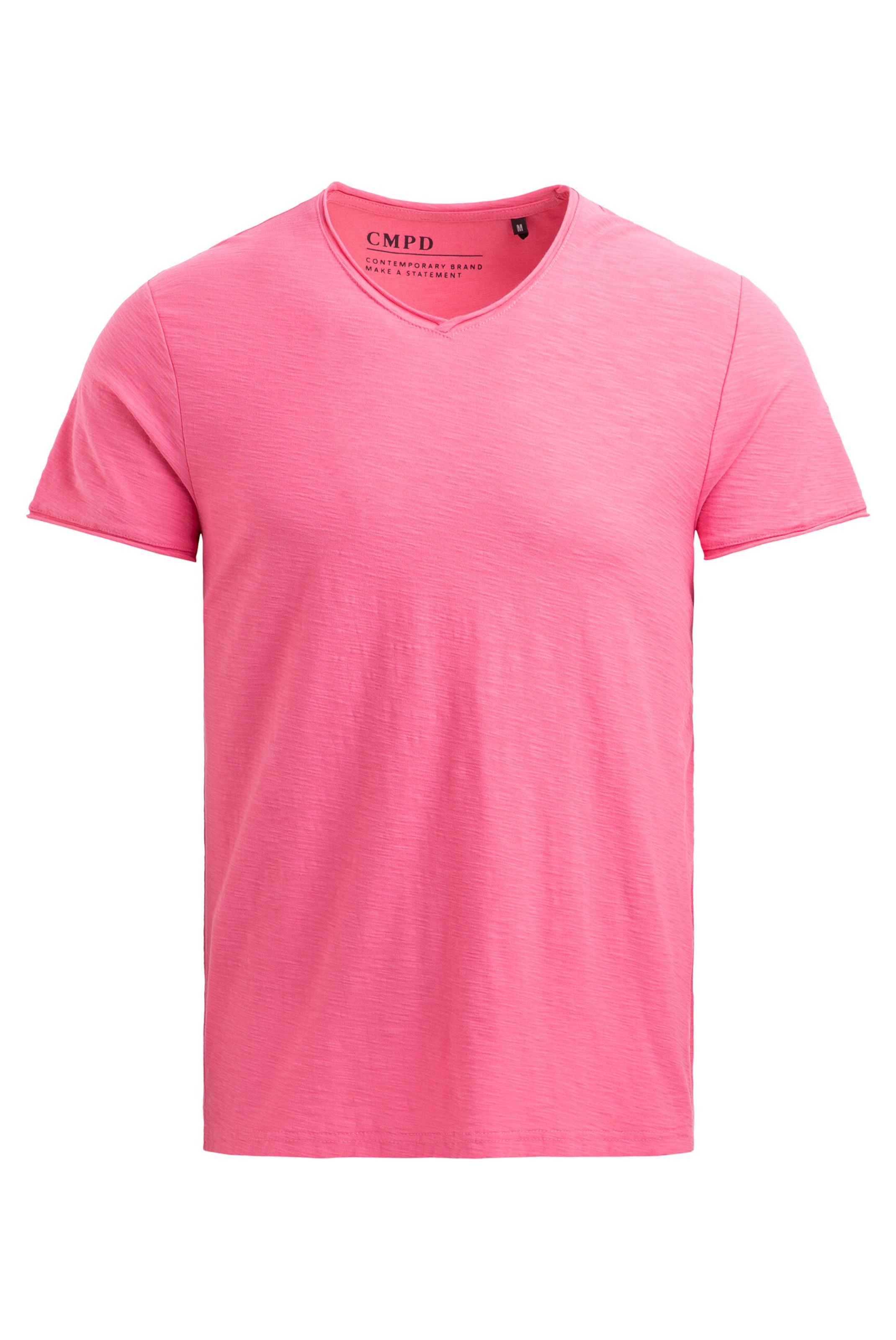 CAMP DAVID Basic T-Shirt mit V-Neck in Pink: Vorderseite