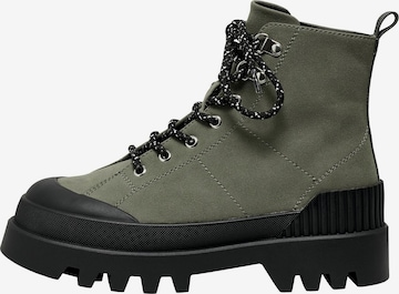 ONLY Lace-Up Ankle Boots 'BUZZ-1' in Green: front