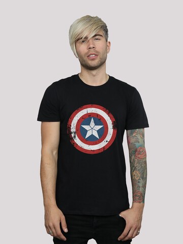 T-Shirt 'Marvel Captain America Schild' F4NT4STIC en noir : devant