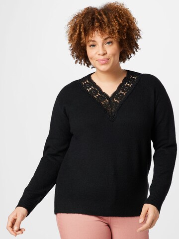 PIECES Curve Pullover 'FASCHA' i sort: forside