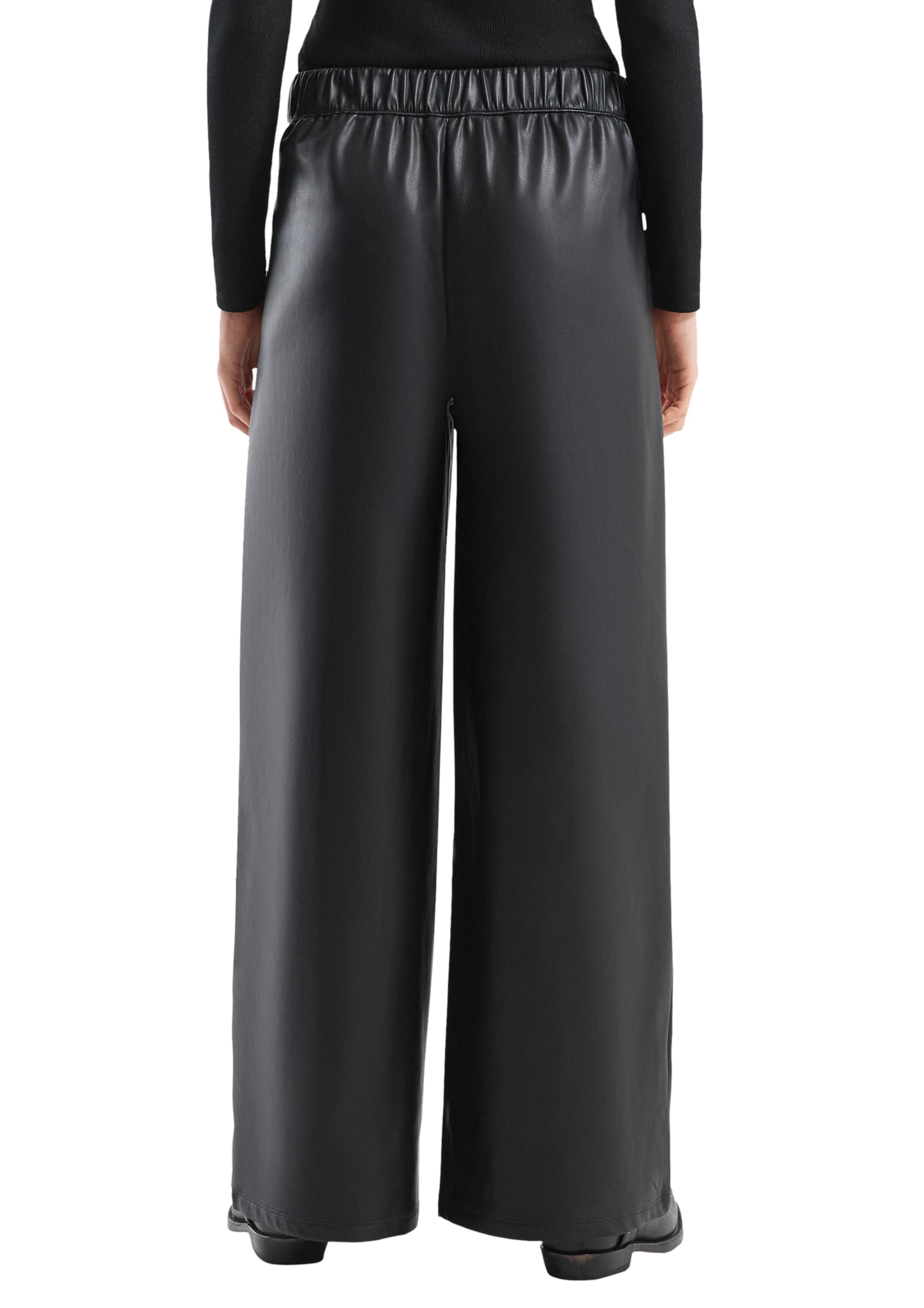 QS Широки крачоли Панталон с набор в черно