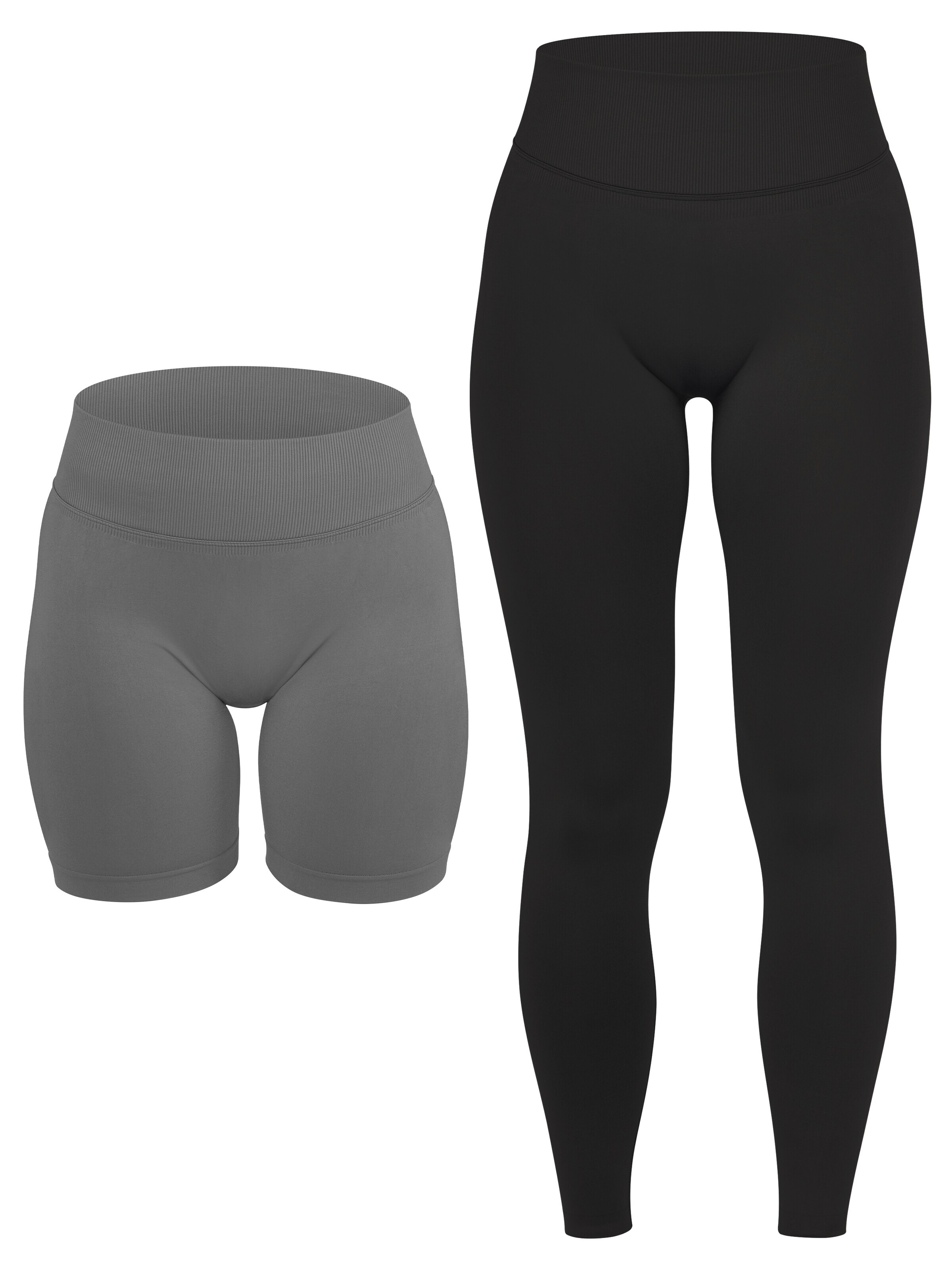 Circle Five Skinny Leggings 'Scrunch Set Push-Up Shorts + Push-Up Leggings' in Grau: Vorderseite
