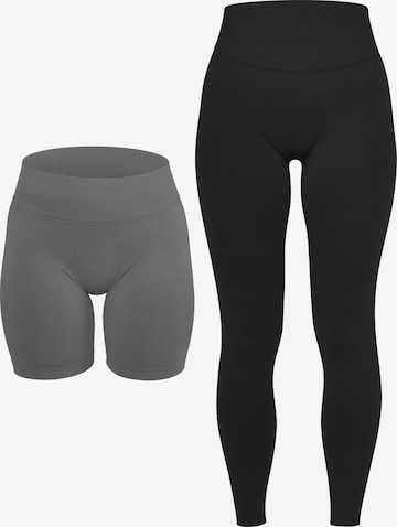 Circle Five Skinny Leggings 'Scrunch Set Push-Up Shorts + Push-Up Leggings' in Grau: Vorderseite