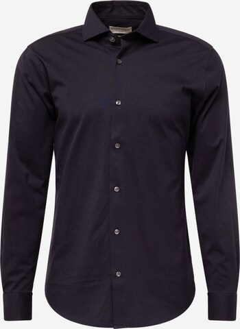 Coupe slim Chemise 'Miller' Bruun & Stengade en bleu : devant