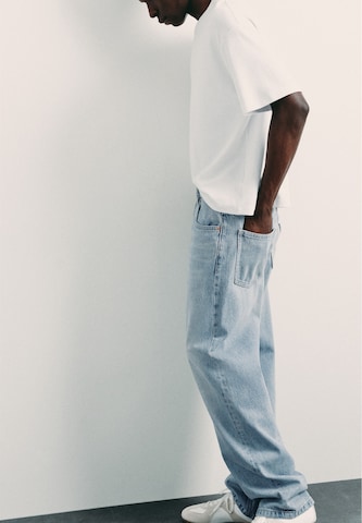 Baggy Jeans de la Pull&Bear pe albastru