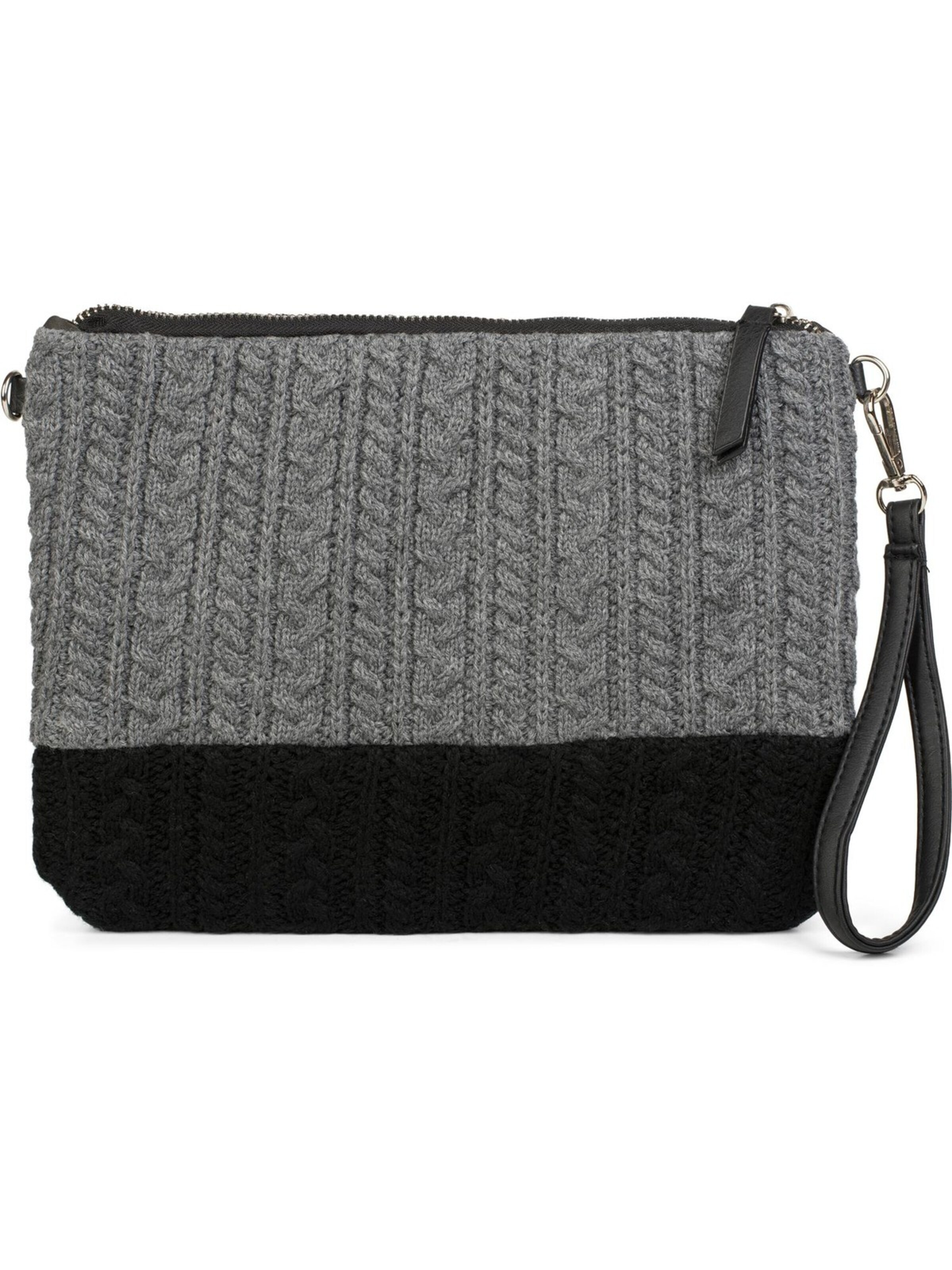 styleBREAKER Clutch 'Strick Clutch mit Zopfmuster'‌‌‌‌‌ in Grau: Vorderseite