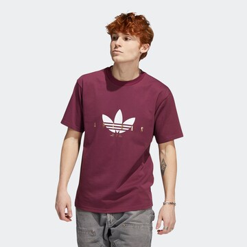 Tricou 'Trefoil Script' de la ADIDAS ORIGINALS pe roșu: față