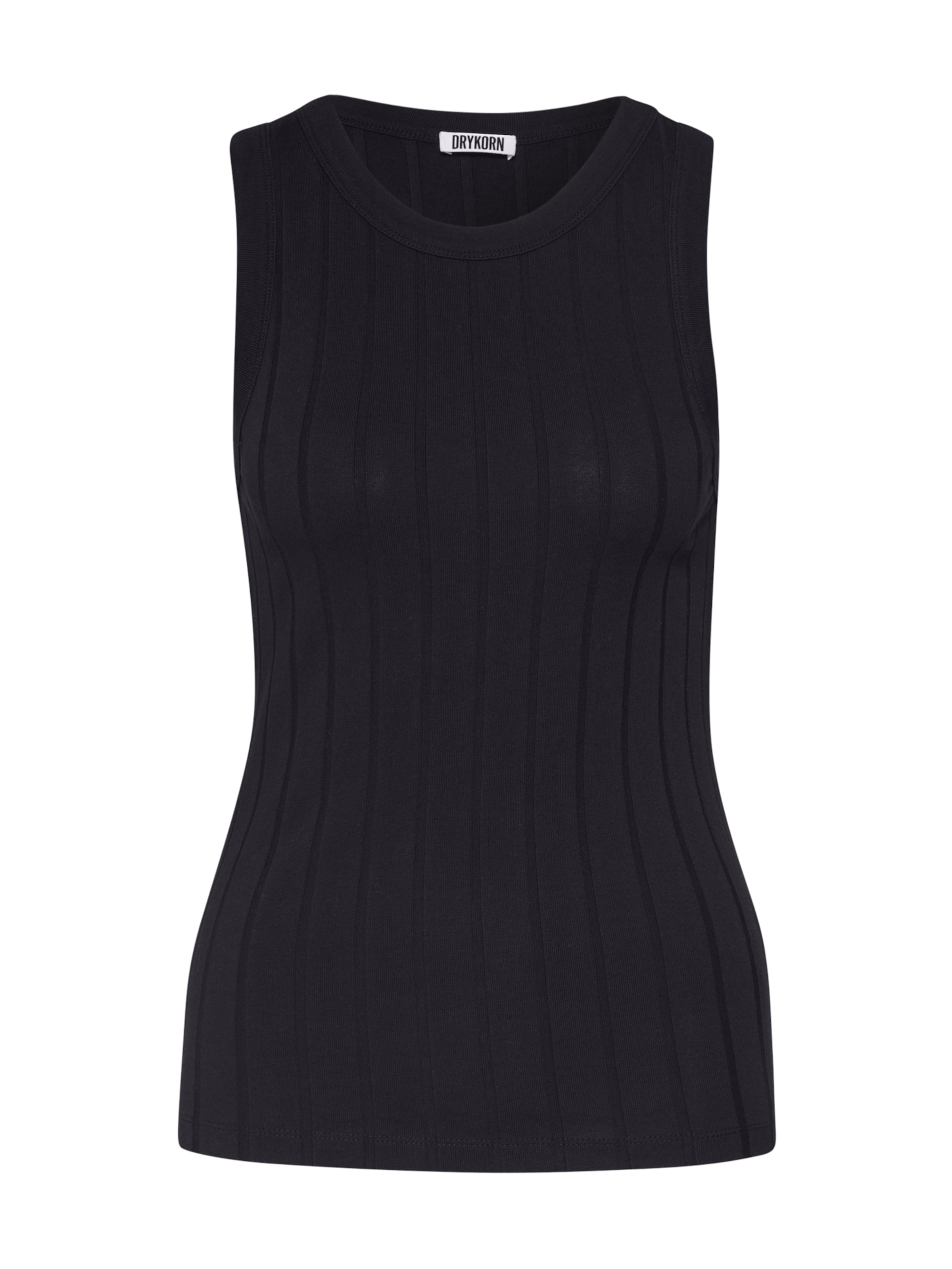 DRYKORN Kootud topp 'Olina', värv must: eest vaates