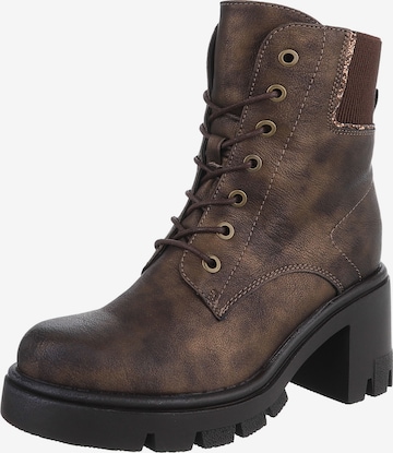 Ital-Design Schnürstiefelette in Braun: Vorderseite