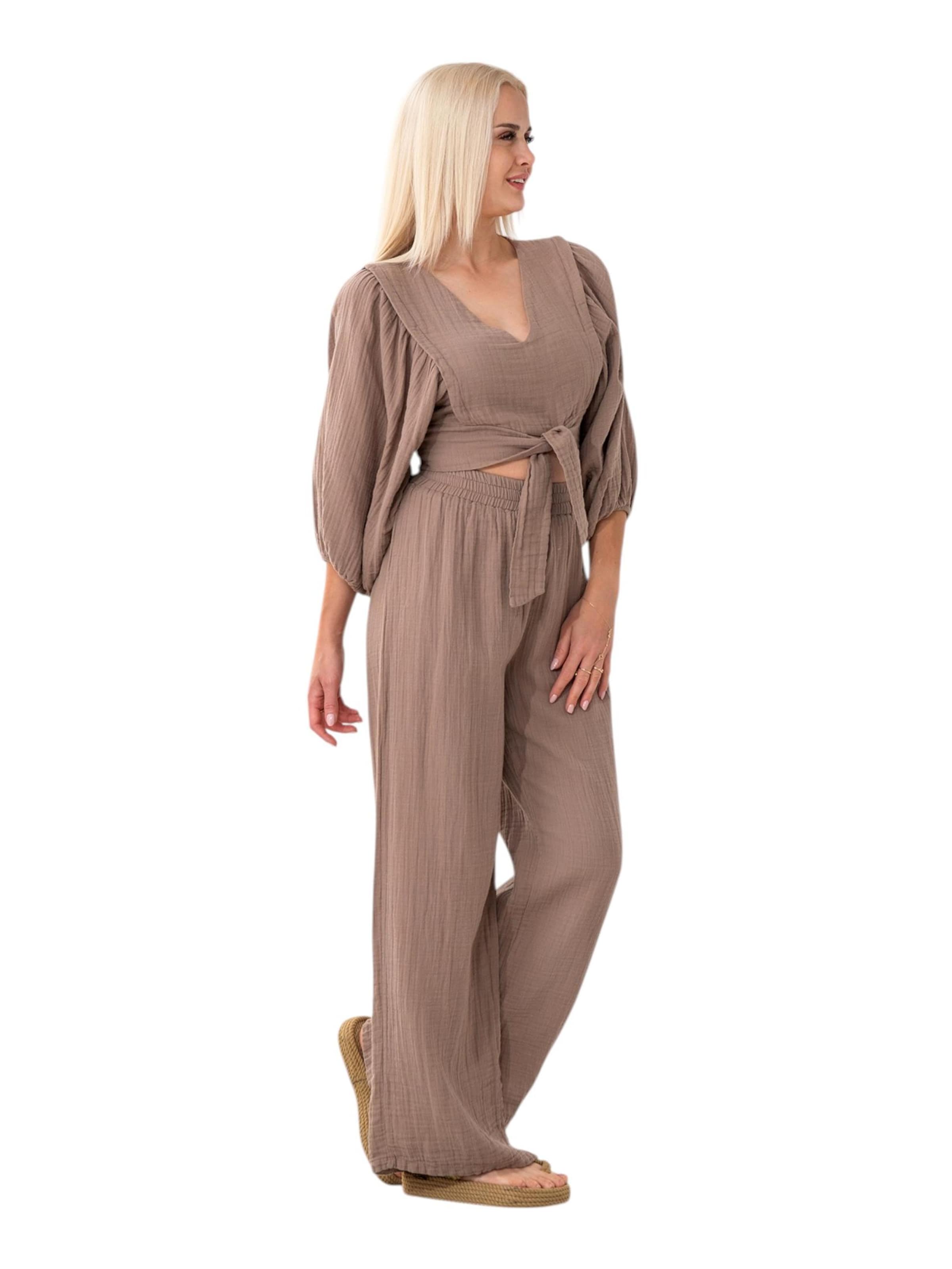 WENOR - Traje para estar en casa 'FLOWSET' en beige