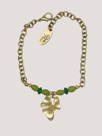 Gloria Mago Bracelet 'Romantic chain bracelet gold & green flower pendant' in Green: front