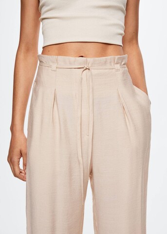 MANGO Wide Leg Laskoshousut 'Peanut' värissä beige