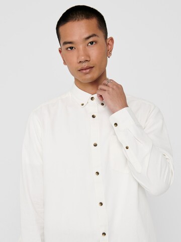 Only & Sons Comfort fit Button Up Shirt 'Bryce' in White