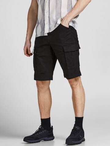 JACK & JONES Regular Cargo Pants 'Dex' in Black: front