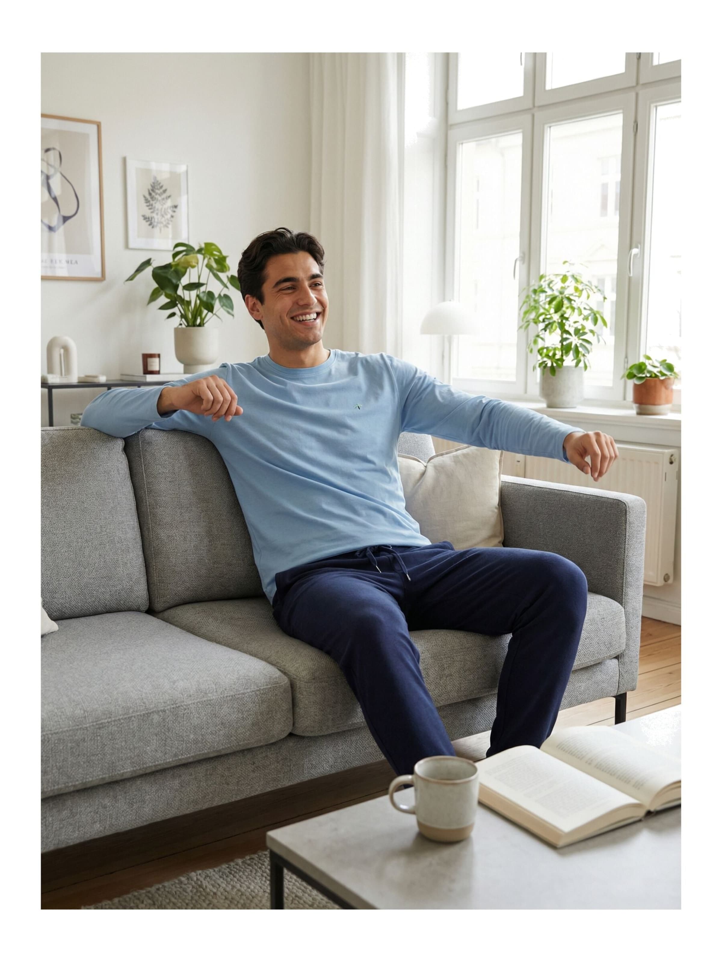 Phil & Co. Berlin Pajamas long 'Fashionable' in Blue