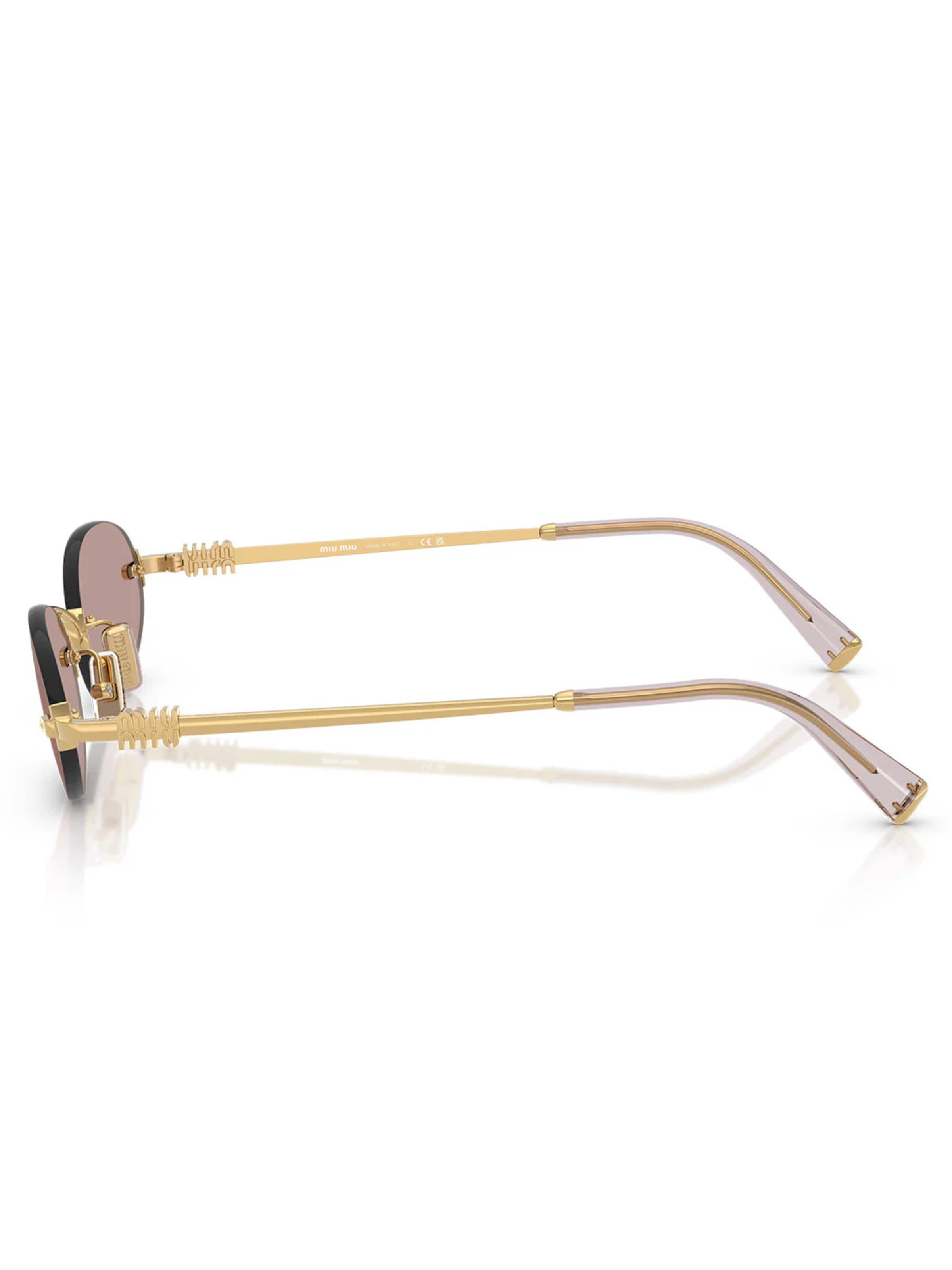 Lunettes de soleil 'Occhiali da Sole MUA54S 5AK20I Oro/Viola Chiaro Marrone Donna' Miu Miu en or