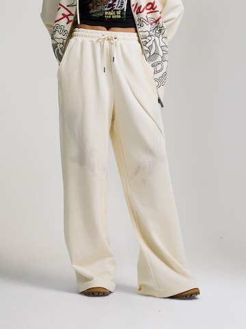Wide Leg Pantalon 'Flying Eagle' Ed Hardy en beige : devant