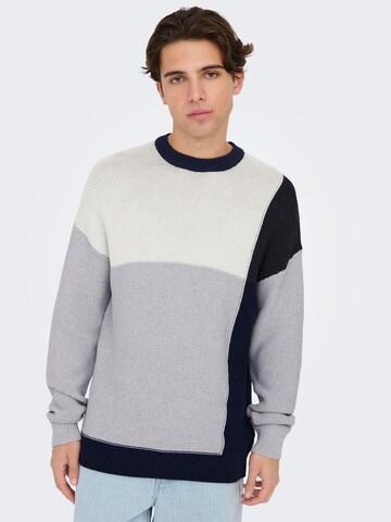 Only & Sons Sweter 'KENDRICK' w kolorze szary: przód