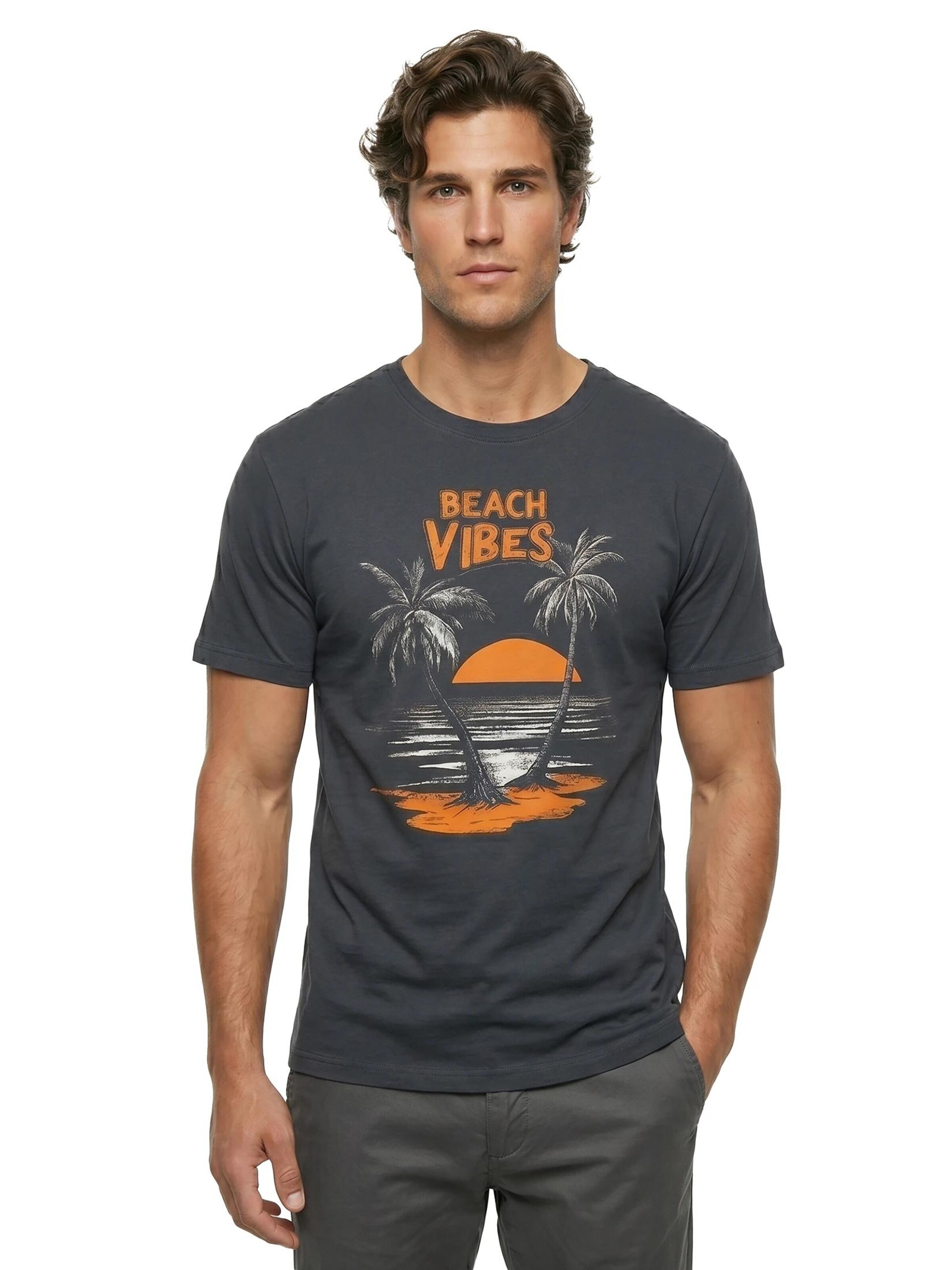 MAKAYA Shirt 'Beach Vibes' in Grey