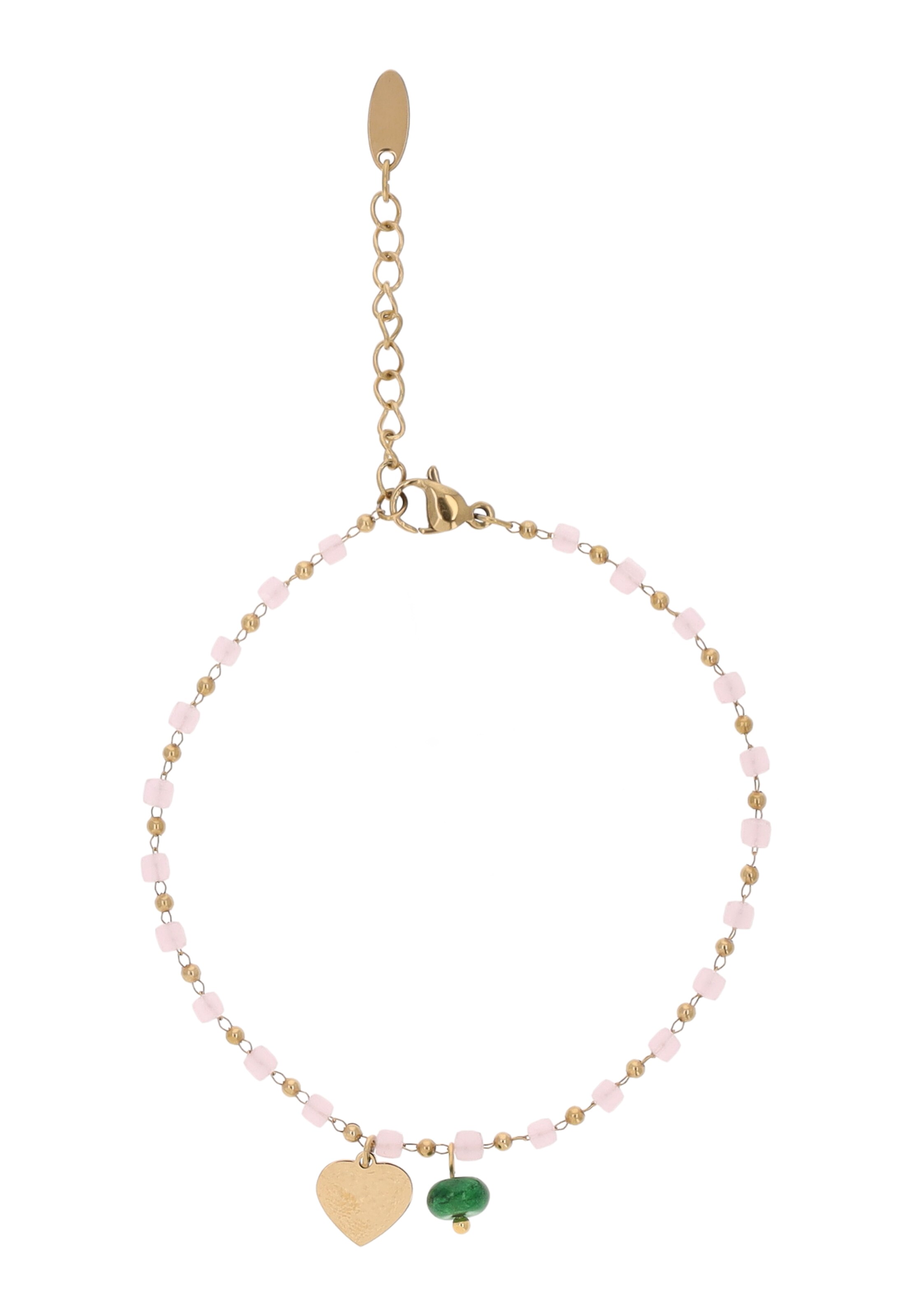 IZIA Armband in One Size in de kleur Goud / Groen / Rosa, Productweergave