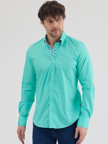 Slim fit Camicia business 'Donatello Iconic Poplin Stretch Man Shirt Green' di 7Camicie in verde