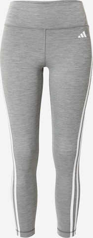 ADIDAS PERFORMANCE Skinny Workout Pants 'Train Essentials 3-Stripes High-Waisted' in Grey: front