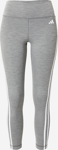 ADIDAS PERFORMANCE - Skinny Calças de desporto 'Train Essentials 3-Stripes High-Waisted' em cinzento: frente