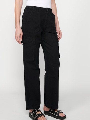 KOROSHI - regular Pantalón vaquero cargo en negro