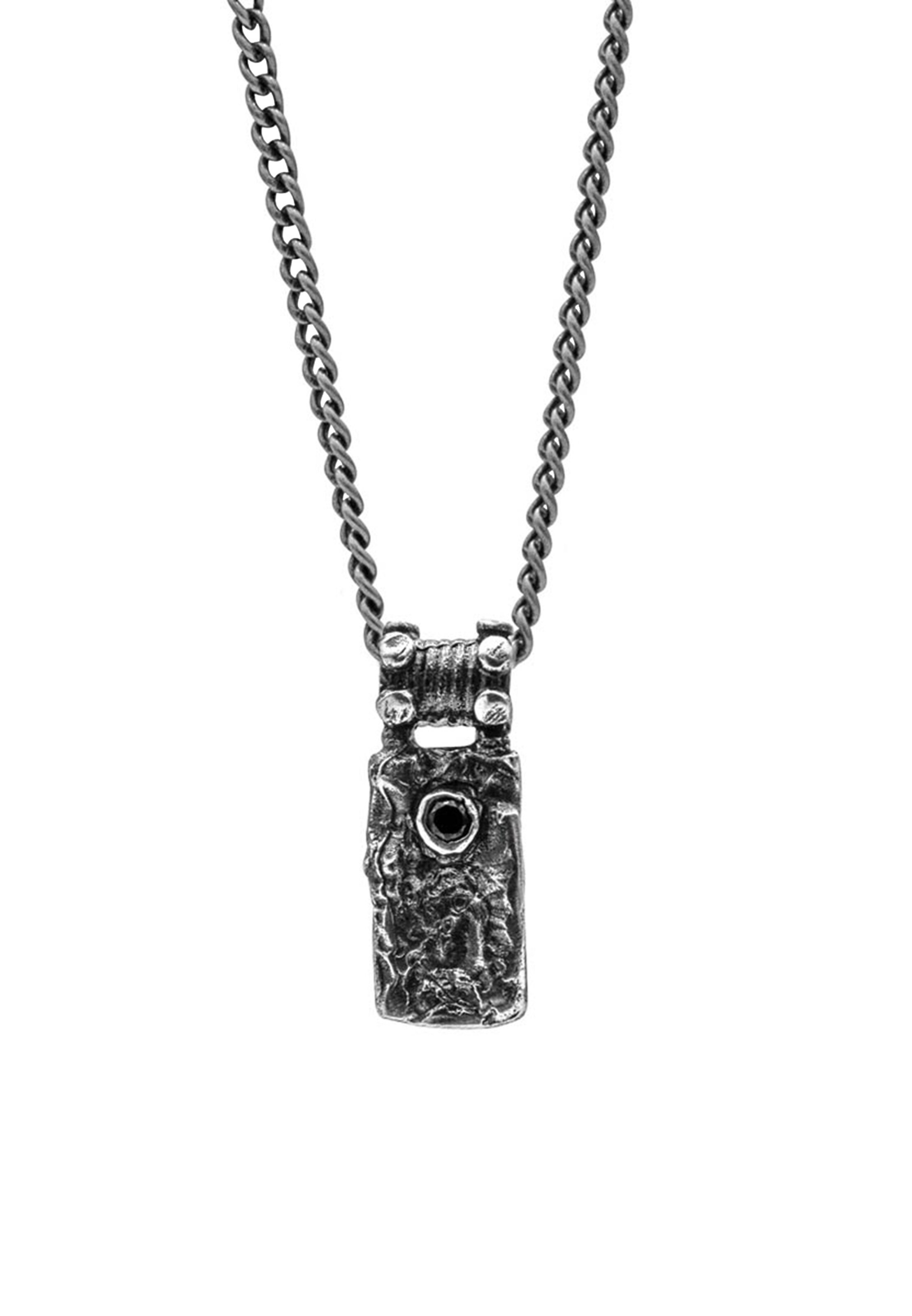 Haze&Glory Necklace 'Black Shield' in Silver: front
