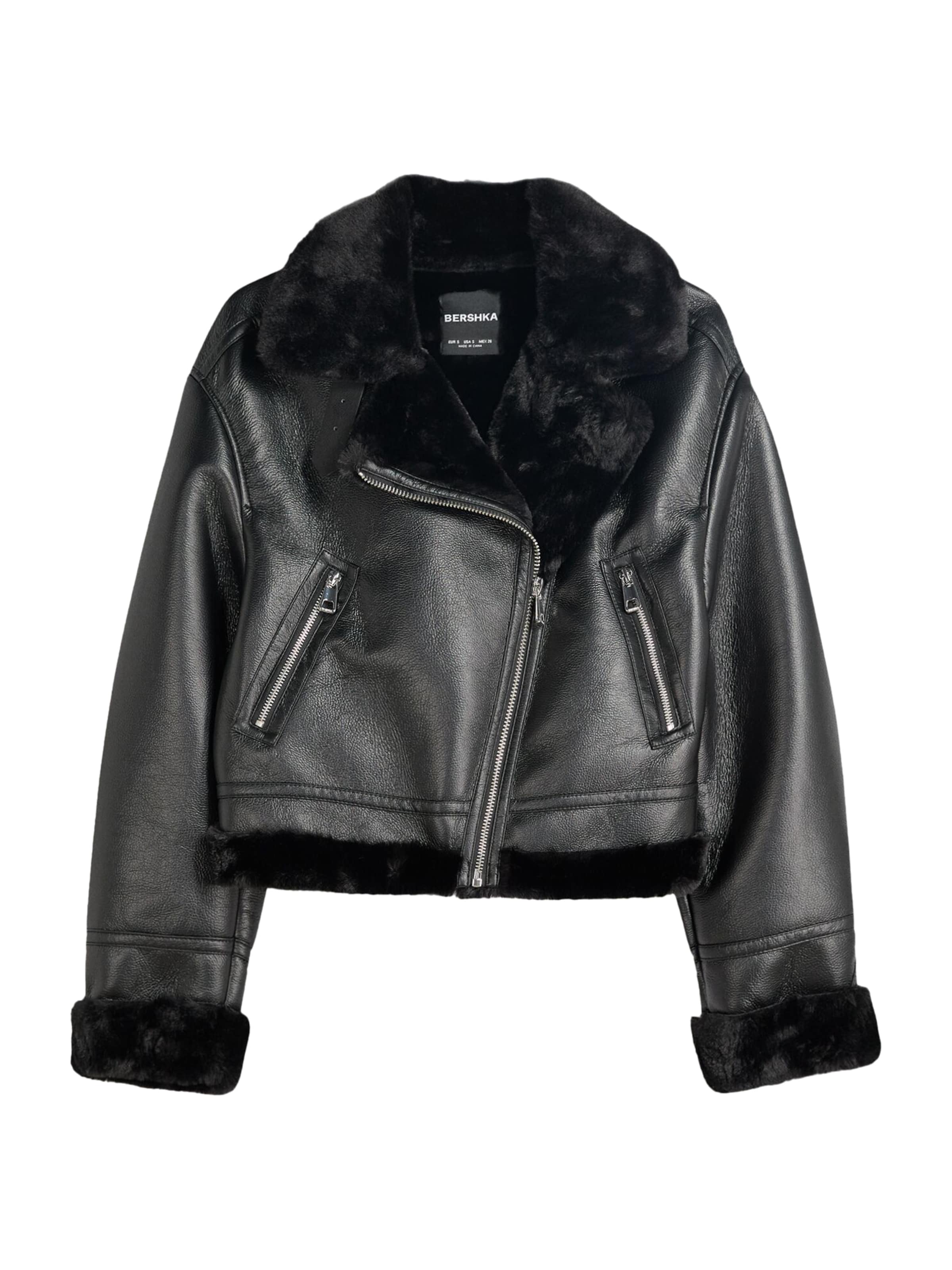 Giacca di mezza stagione di Bershka in nero: frontale