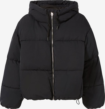 Bershka Winter Jacket in Black: front