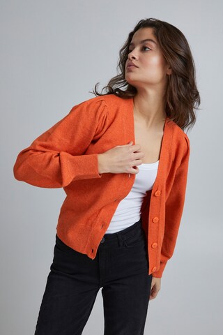 ICHI Knit Cardigan 'Kate' in Orange: front