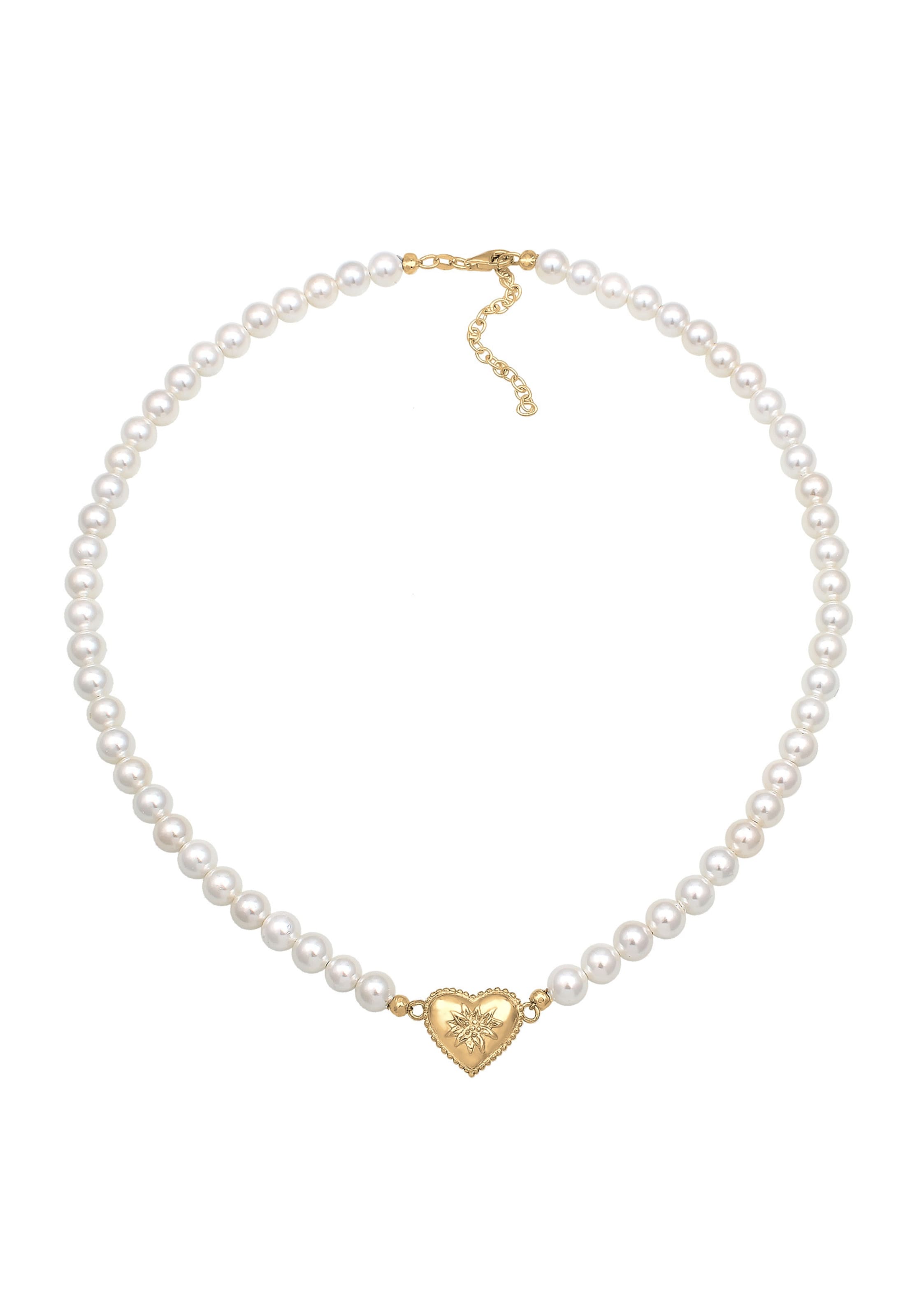 ELLI Ketting 'Edelweiss Herz' in Goud