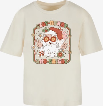F4NT4STIC Shirt 'Stay Merry And Bright Hippie Santa' in Beige: voorkant
