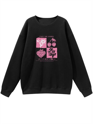 GORHEY Sweatshirt 'Women's Crew Neck Sweatshirt with Cherry Print & Fleece Lining for Autumn/Winter'‌‌‌ in Schwarz