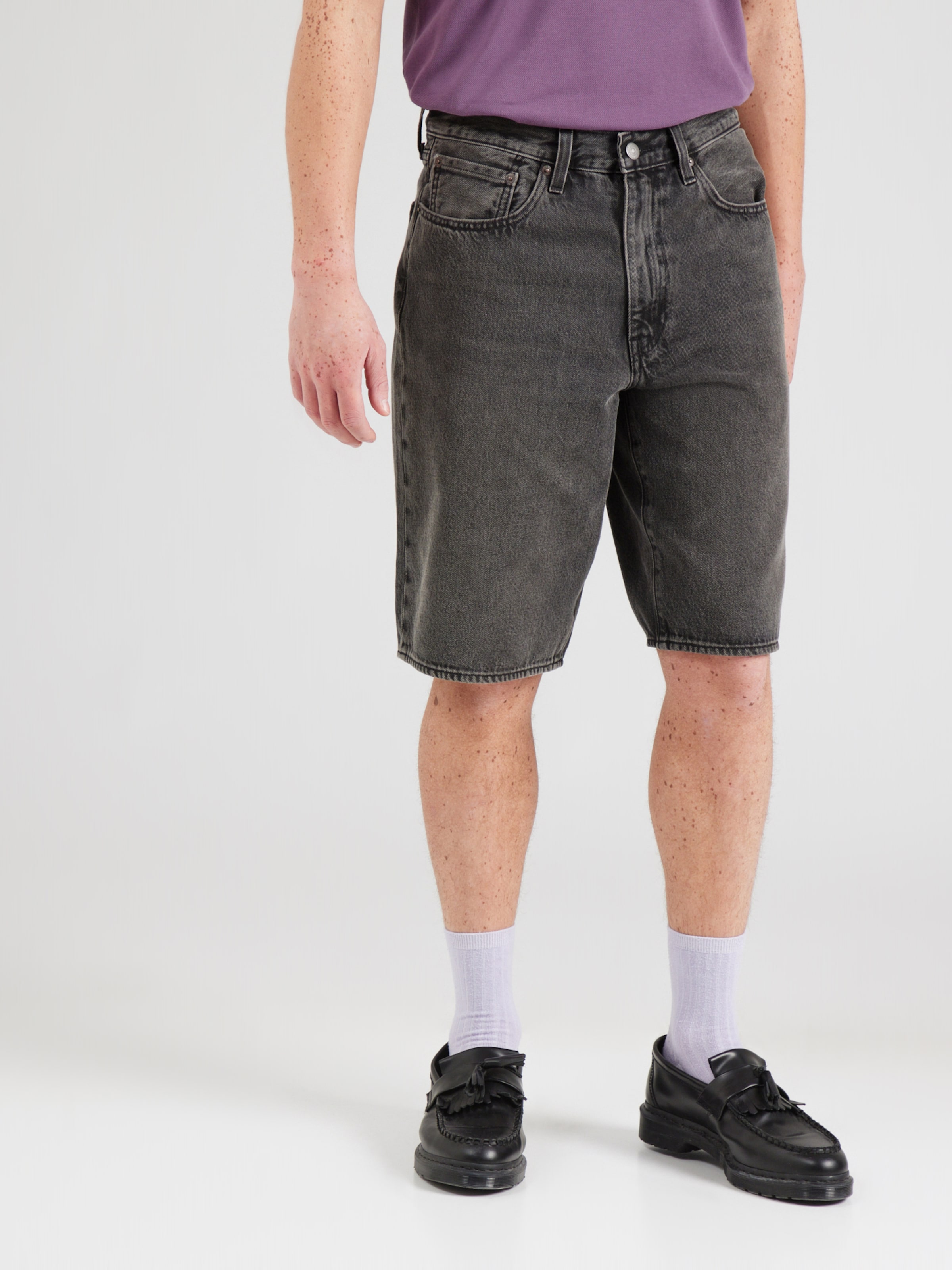 LEVI'S ® Loosefit Jeans '478™ Baggy Shorts' in Black Denim | ABOUT YOU