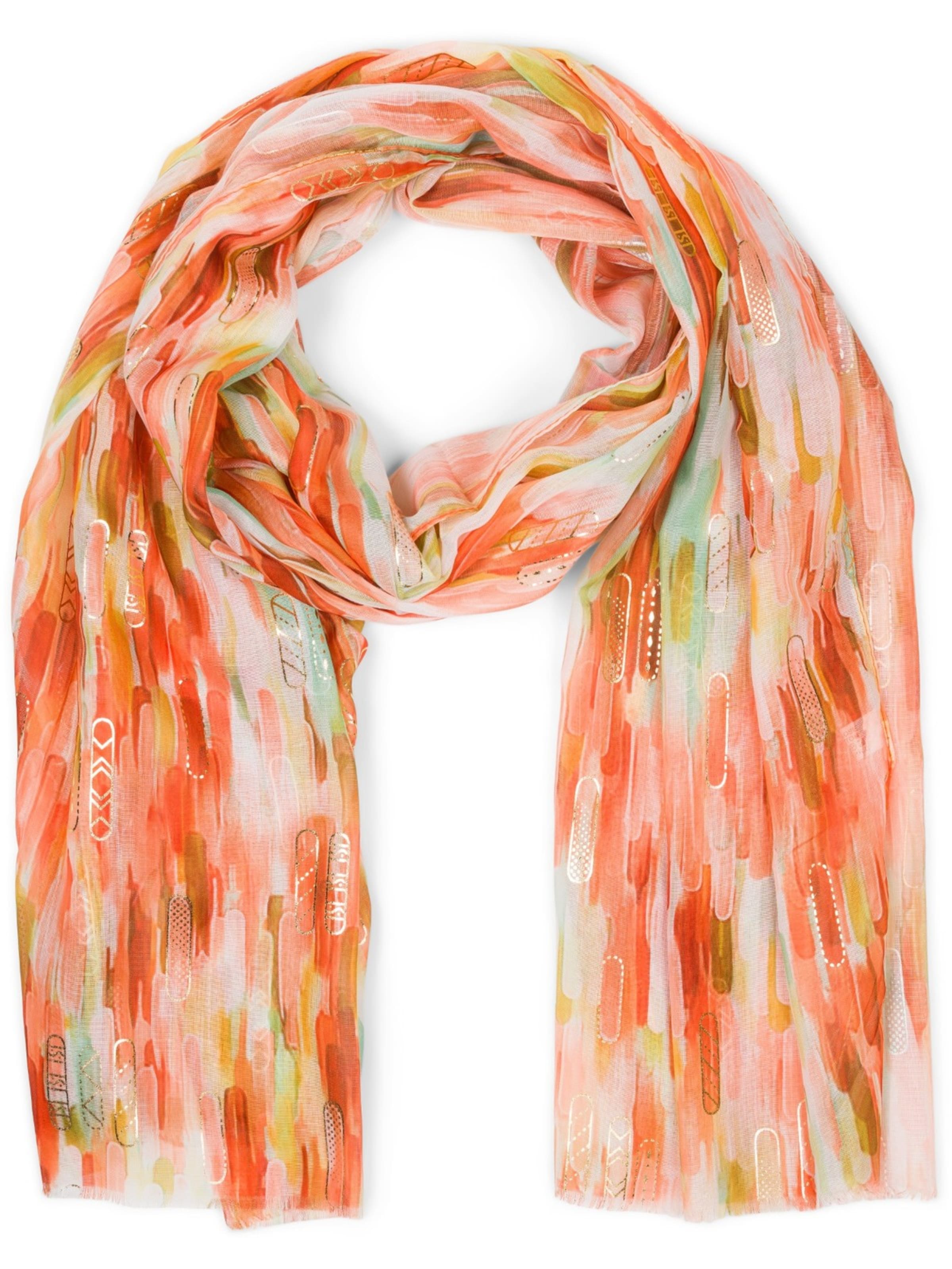 styleBREAKER Schal 'Leichter Schal mit Streifen Farbverlauf Metallic'‌‌‌‌ in orange, Produktansicht